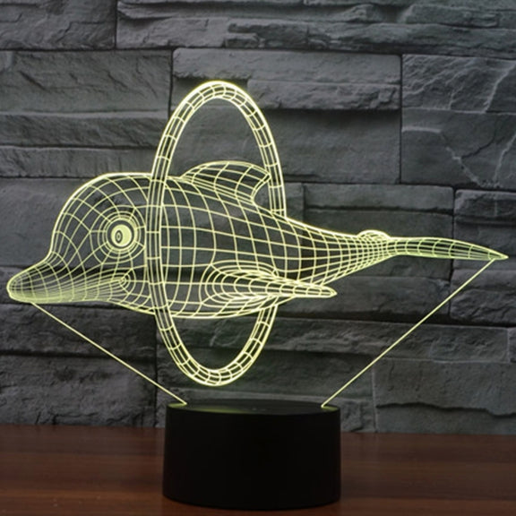 Dolphin Jump Style 3D Touch Switch Control LED Light , 7 Color Discoloration Creative Visual Stereo Lamp Desk Lamp Night Light