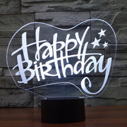 Happy Birthday Style 3D Touch Switch Control LED Light , 7 Color Discoloration Creative Visual Stereo Lamp Desk Lamp Night Light