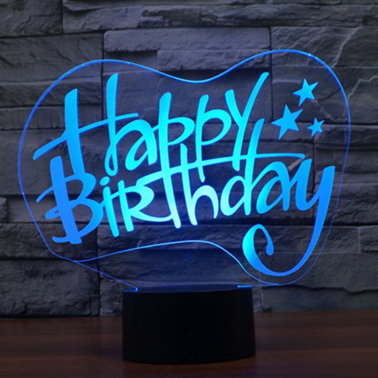 Happy Birthday Style 3D Touch Switch Control LED Light , 7 Color Discoloration Creative Visual Stereo Lamp Desk Lamp Night Light