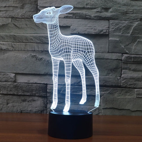 Deer Style 3D Touch Switch Control LED Light , 7 Color Discoloration Creative Visual Stereo Lamp Desk Lamp Night Light