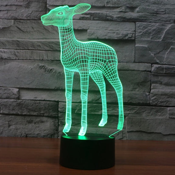 Deer Style 3D Touch Switch Control LED Light , 7 Color Discoloration Creative Visual Stereo Lamp Desk Lamp Night Light