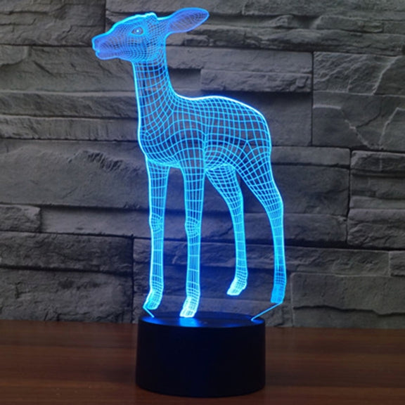 Deer Style 3D Touch Switch Control LED Light , 7 Color Discoloration Creative Visual Stereo Lamp Desk Lamp Night Light