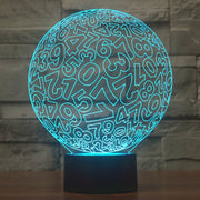 Numbers Style 3D Touch Switch Control LED Light , 7 Color Discoloration Creative Visual Stereo Lamp Desk Lamp Night Light