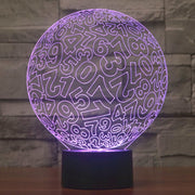 Numbers Style 3D Touch Switch Control LED Light , 7 Color Discoloration Creative Visual Stereo Lamp Desk Lamp Night Light