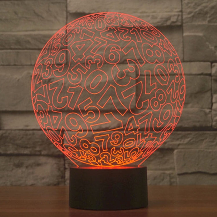 Numbers Style 3D Touch Switch Control LED Light , 7 Color Discoloration Creative Visual Stereo Lamp Desk Lamp Night Light