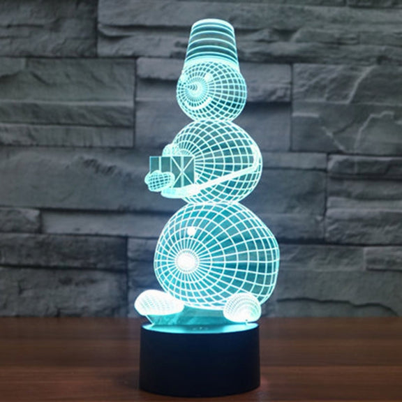 Snowman Style 3D Touch Switch Control LED Light , 7 Color Discoloration Creative Visual Stereo Lamp Desk Lamp Night Light