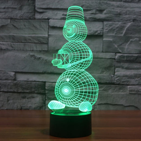 Snowman Style 3D Touch Switch Control LED Light , 7 Color Discoloration Creative Visual Stereo Lamp Desk Lamp Night Light