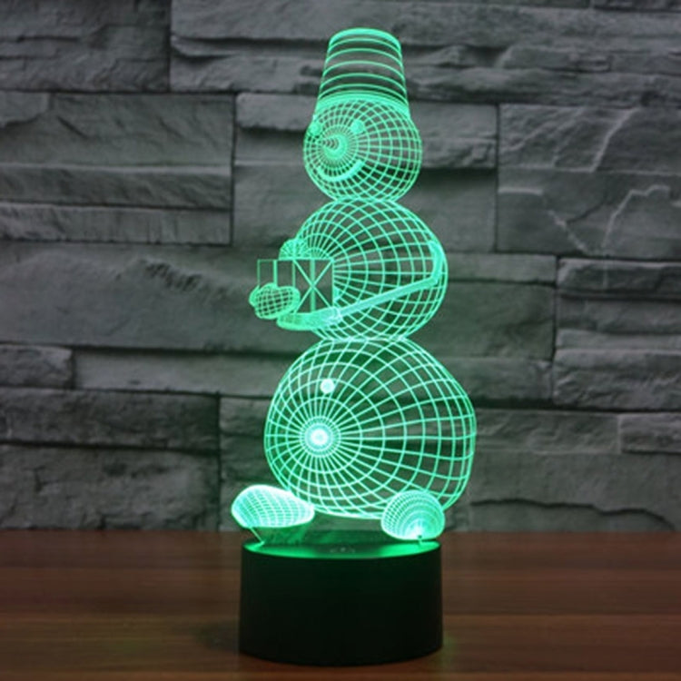 Snowman Style 3D Touch Switch Control LED Light , 7 Color Discoloration Creative Visual Stereo Lamp Desk Lamp Night Light