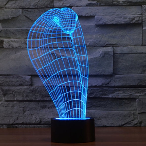 Cobra Style 3D Touch Switch Control LED Light , 7 Color Discoloration Creative Visual Stereo Lamp Desk Lamp Night Light