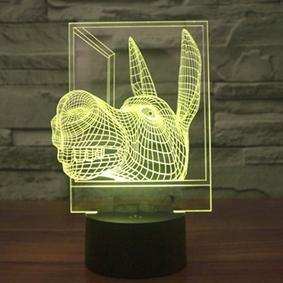 Donkey Shape 3D Touch Switch Control LED Light , 7 Colour Discoloration Creative Visual Stereo Lamp Desk Lamp Night Light