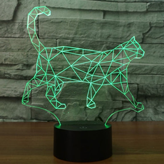 Walking Cat Shape 3D Touch Switch Control LED Light , 7 Colour Discoloration Creative Visual Stereo Lamp Desk Lamp Night Light