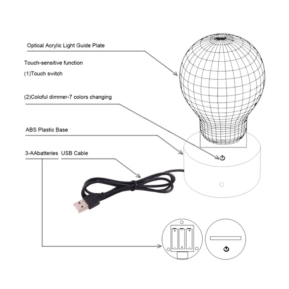 Walking Cat Shape 3D Touch Switch Control LED Light , 7 Colour Discoloration Creative Visual Stereo Lamp Desk Lamp Night Light