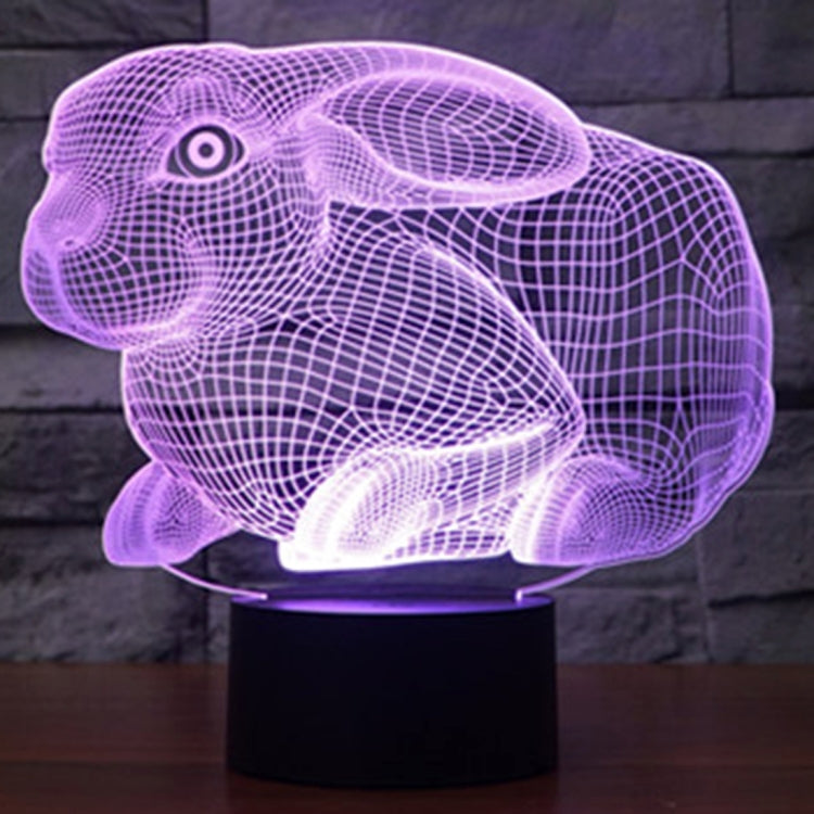 Rabbit Shape 3D Touch Switch Control LED Light , 7 Colour Discoloration Creative Visual Stereo Lamp Desk Lamp Night Light