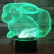 Rabbit Shape 3D Touch Switch Control LED Light , 7 Colour Discoloration Creative Visual Stereo Lamp Desk Lamp Night Light