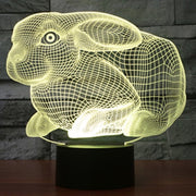 Rabbit Shape 3D Touch Switch Control LED Light , 7 Colour Discoloration Creative Visual Stereo Lamp Desk Lamp Night Light