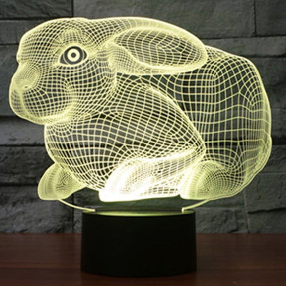 Rabbit Shape 3D Touch Switch Control LED Light , 7 Colour Discoloration Creative Visual Stereo Lamp Desk Lamp Night Light