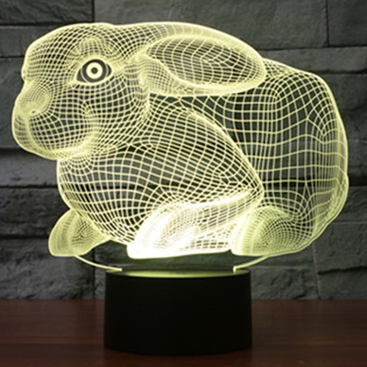 Rabbit Shape 3D Touch Switch Control LED Light , 7 Colour Discoloration Creative Visual Stereo Lamp Desk Lamp Night Light