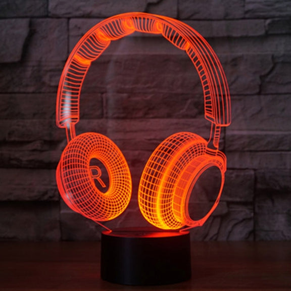 Headset Shape 3D Touch Switch Control LED Light , 7 Colour Discoloration Creative Visual Stereo Lamp Desk Lamp Night Light