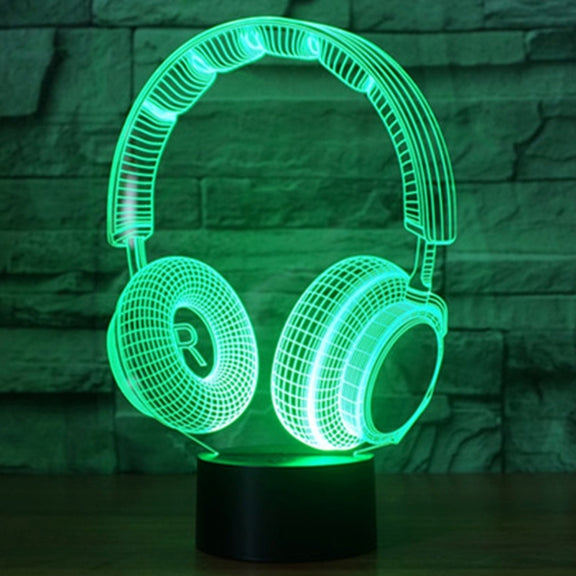 Headset Shape 3D Touch Switch Control LED Light , 7 Colour Discoloration Creative Visual Stereo Lamp Desk Lamp Night Light