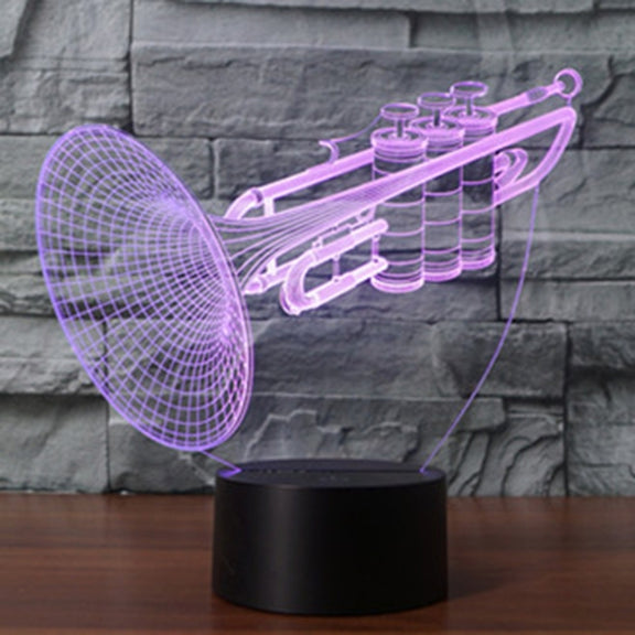 Trumpet Shape 3D Touch Switch Control LED Light , 7 Colour Discoloration Creative Visual Stereo Lamp Desk Lamp Night Light
