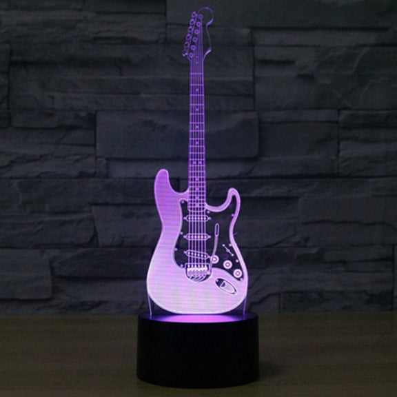 Electric Guitar Shape 3D Touch Switch Control LED Light , 7 Color Discoloration Creative Visual Stereo Lamp Desk Lamp Night Light