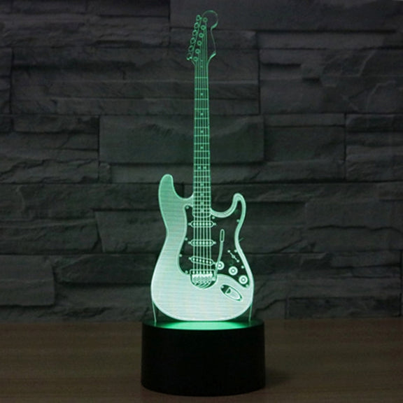 Electric Guitar Shape 3D Touch Switch Control LED Light , 7 Color Discoloration Creative Visual Stereo Lamp Desk Lamp Night Light