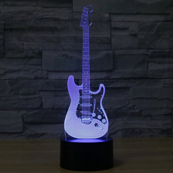 Electric Guitar Shape 3D Touch Switch Control LED Light , 7 Color Discoloration Creative Visual Stereo Lamp Desk Lamp Night Light