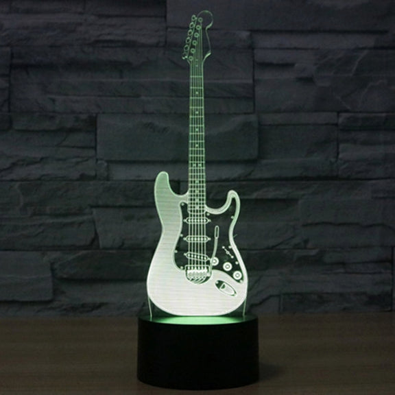 Electric Guitar Shape 3D Touch Switch Control LED Light , 7 Color Discoloration Creative Visual Stereo Lamp Desk Lamp Night Light