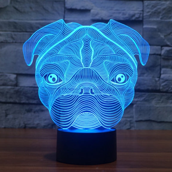 Dog Shape 3D Touch Switch Control LED Light , 7 Color Discoloration Creative Visual Stereo Lamp Desk Lamp Night Light
