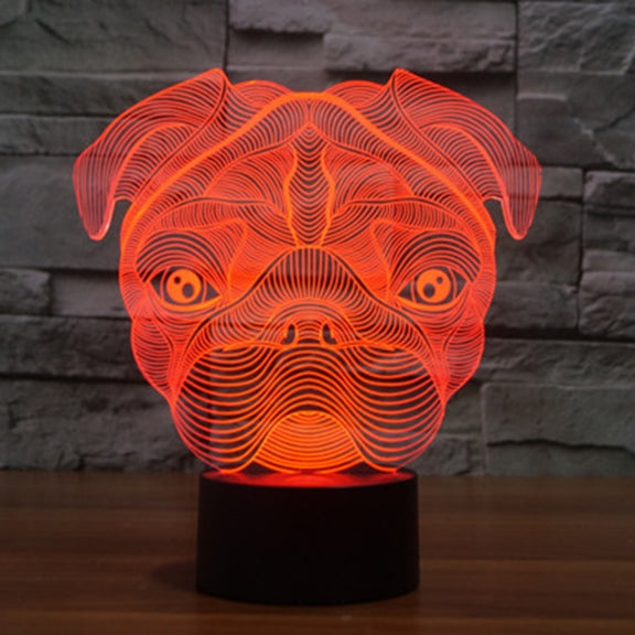 Dog Shape 3D Touch Switch Control LED Light , 7 Color Discoloration Creative Visual Stereo Lamp Desk Lamp Night Light