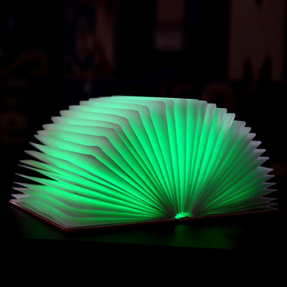 Foldable Pages RGB + Warm White Light Book Shape LED Light , Creative Portable USB Charging Big Size Night Light(Brown)