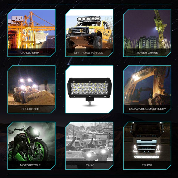 7 inch 18W 1800LM 3 Row LED Strip Light Working Refit Off-road Vehicle Lamp Roof Strip Light
