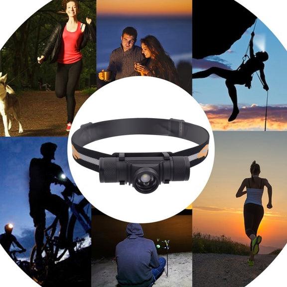 D20 5W XML-2 IPX6 Water-resistant Headband Light, 1200 LM USB Charging Rotate Focus Outdoor LED Headlight