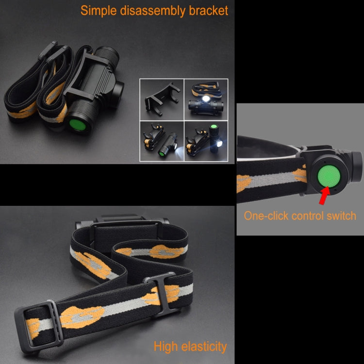 D20 5W XML-2 IPX6 Water-resistant Headband Light, 1200 LM USB Charging Rotate Focus Outdoor LED Headlight