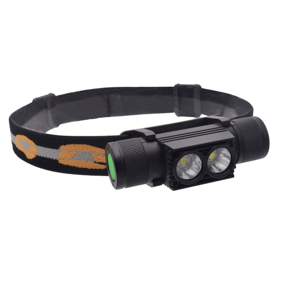 D25 10W 2 x XML-2 IPX6 Water-resistant Headband Light, 2400 LM USB Charging Adjustable Outdoor LED Headlight