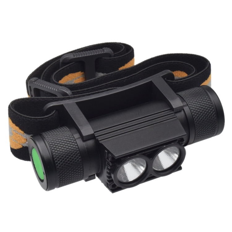 D25 10W 2 x XML-2 IPX6 Water-resistant Headband Light, 2400 LM USB Charging Adjustable Outdoor LED Headlight