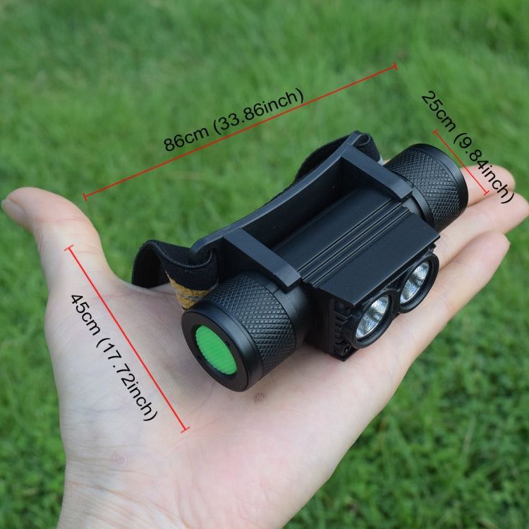D25 10W 2 x XML-2 IPX6 Water-resistant Headband Light, 2400 LM USB Charging Adjustable Outdoor LED Headlight