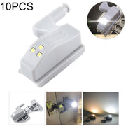 10 PCS 0.3W Universal Inner Hinge LED Sensor lamp Cupboard 3 LEDs Night light Auto ON/OFF Bulb(White Light)