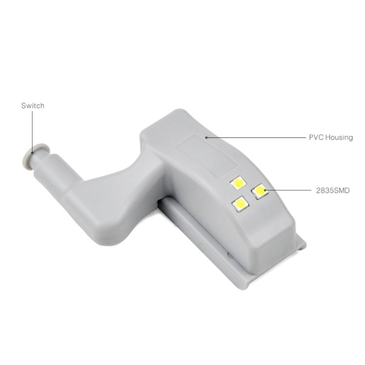 10 PCS 0.3W Universal Inner Hinge LED Sensor lamp Cupboard 3 LEDs Night light Auto ON/OFF Bulb(White Light)