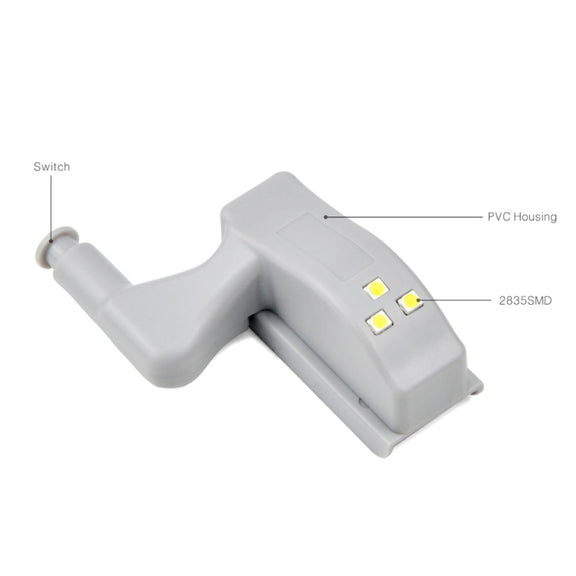 10 PCS 0.3W Universal Inner Hinge LED Sensor lamp Cupboard 3 LEDs Night light Auto ON/OFF Bulb(White Light)