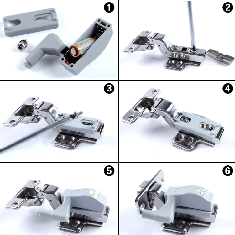 10 PCS 0.3W Universal Inner Hinge LED Sensor lamp Cupboard 3 LEDs Night light Auto ON/OFF Bulb(White Light)