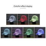 Baseball Cap Shape 3D Colorful LED Vision Light Table Lamp, Charging Touch Version