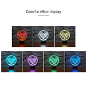 Gear Heart Shape 3D Colorful LED Vision Light Table Lamp, USB Touch Version