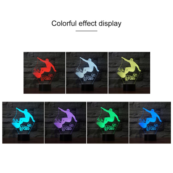 Surf Riding Shape 3D Colorful LED Vision Light Table Lamp, Charging Touch Version