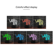 Elephant Shape 3D Colorful LED Vision Light Table Lamp, USB Touch Version