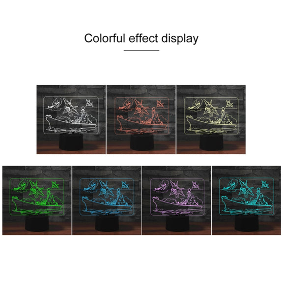 Airplane Group Shape 3D Colorful LED Vision Light Table Lamp, USB Touch Version