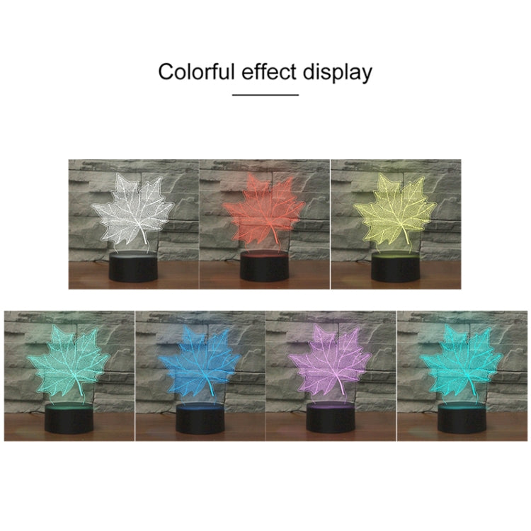 Maple Leaf Shape 3D Colorful LED Vision Light Table Lamp, USB Touch Version