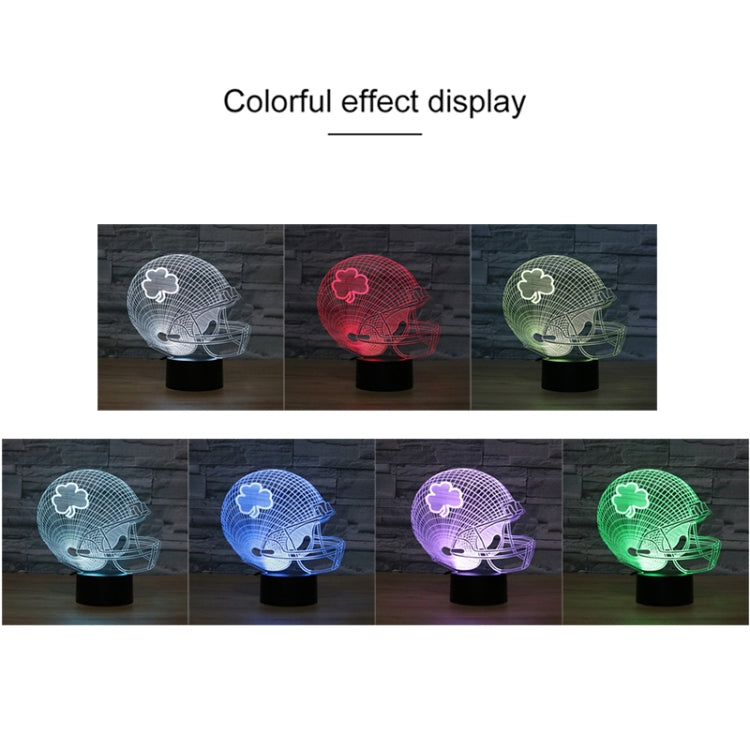 Rugby Hat Flower Shape 3D Colorful LED Vision Light Table Lamp, USB Touch Version