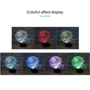 Rugby Hat Flower Shape 3D Colorful LED Vision Light Table Lamp, Charging Touch Version