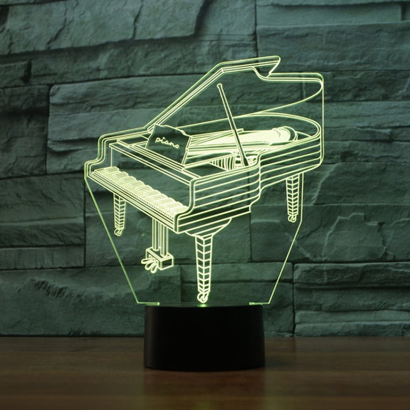 Piano Shape 3D Colorful LED Vision Light Table Lamp, USB & Battery Version